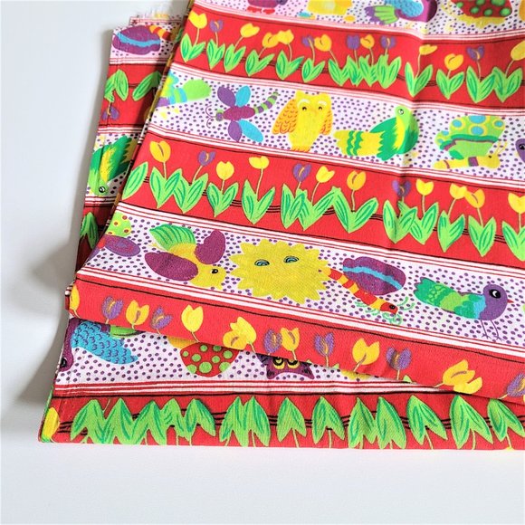 Sewing fabric with birds mushrooms and flowers. - Picture 4 of 5